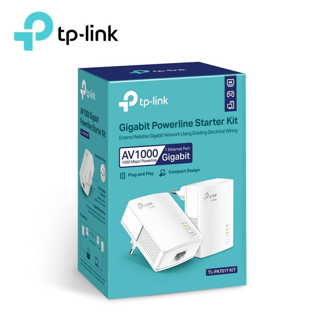 TPLINK POWERLINE ADAPTER AV1000 GIGABIT STARTER KIT (TWIN PACK)