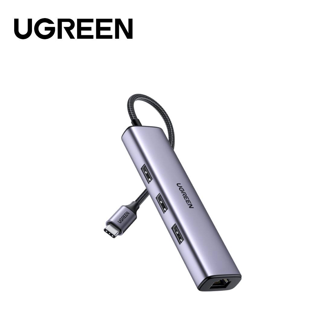 UGREEN USBC TO 3*USBA 3.0 HUB + GIGABIT ADAPTER ALUMINUM