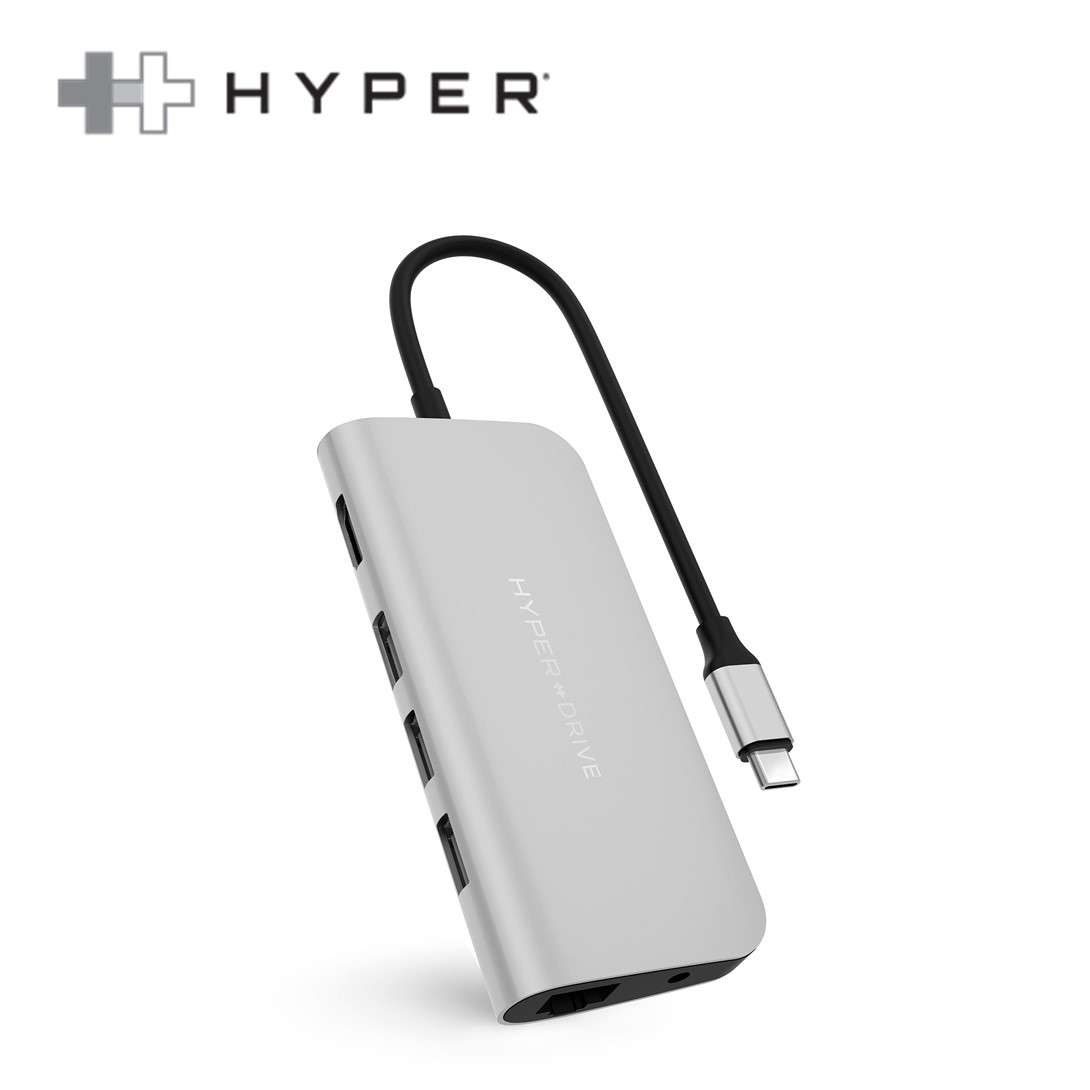 Hyperdrive power 9 in 1 usb c hub silver 