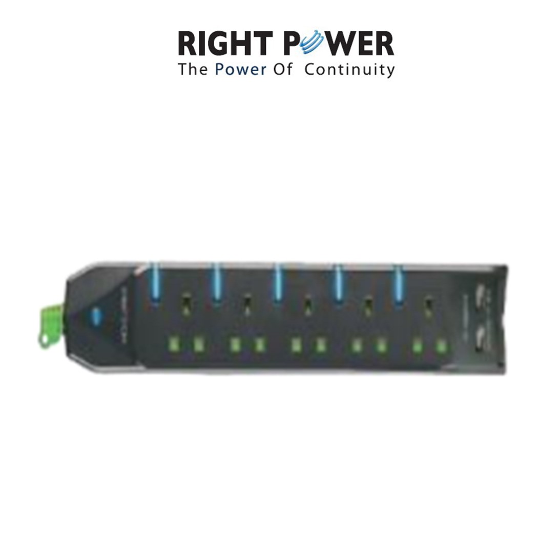 RIGHT POWER SURGE PROTECTOR 5 WAYS WITH 2 USB PORTS (1105 JOULES)