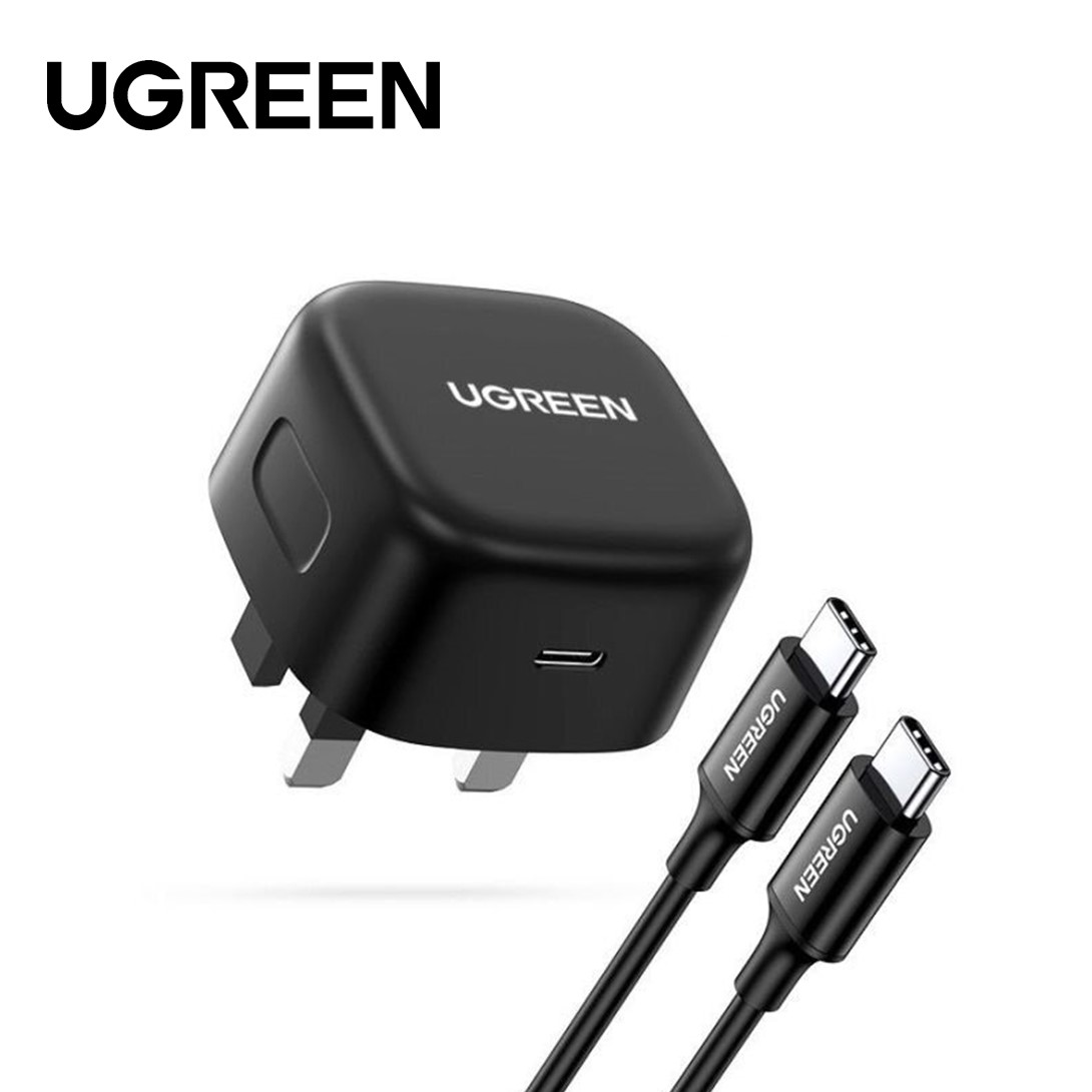 UGREEN 25W USBC PD FAST CHARGER + USBC TO USBC CABLE 2M (BLACK